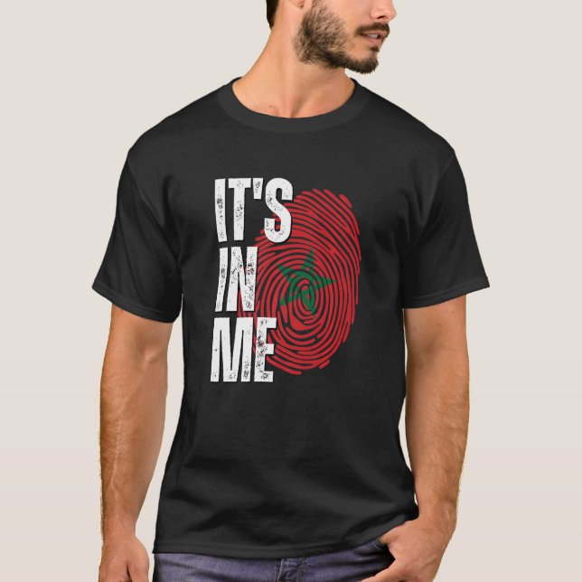 Camiseta It's In Me Morocco Flag Fingerprint Moroccan Herit (Frente)