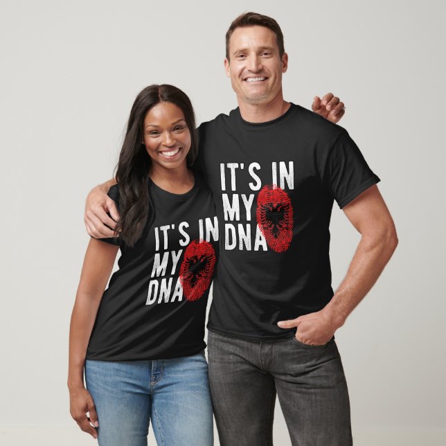 Camiseta It's in my DNA albania Flag Fingerprints (Unissex)