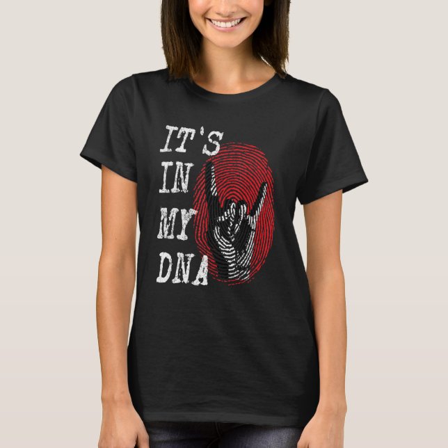Camiseta IT'S IN MY DNA Hand Horns Fingerprint Punk Rock Di (Frente)