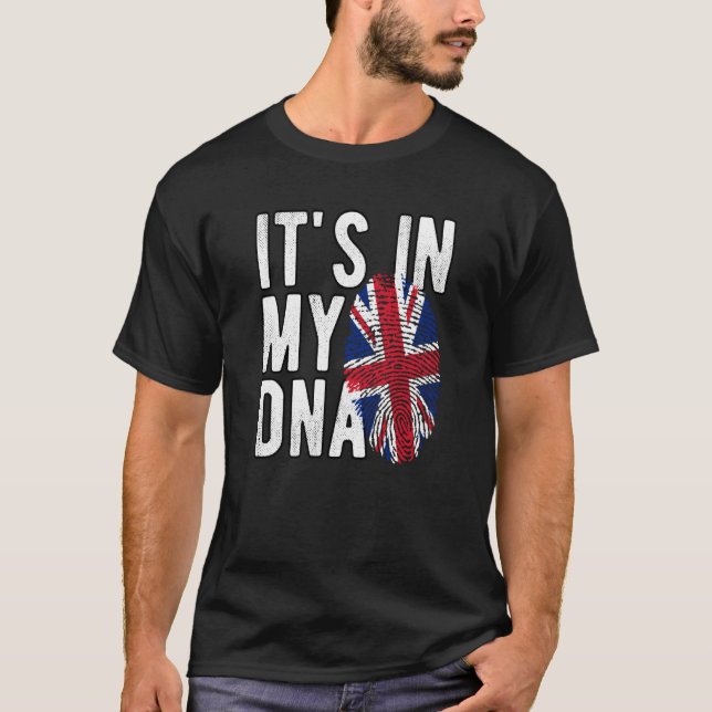 Camiseta It's In My DNA Union Jack Fingerprint British Isle (Frente)