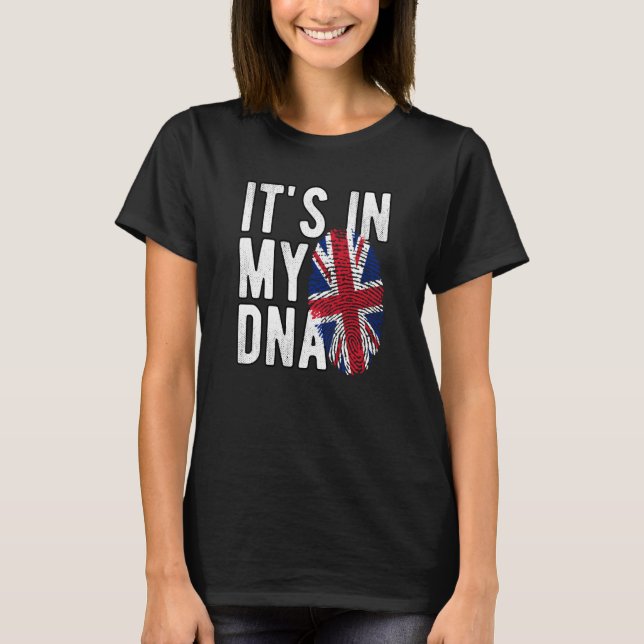 Camiseta It's In My DNA Union Jack Fingerprint British Isle (Frente)
