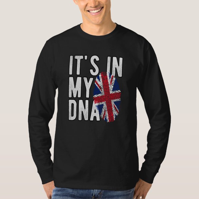 Camiseta It's In My DNA Union Jack Fingerprint British Isle (Frente)