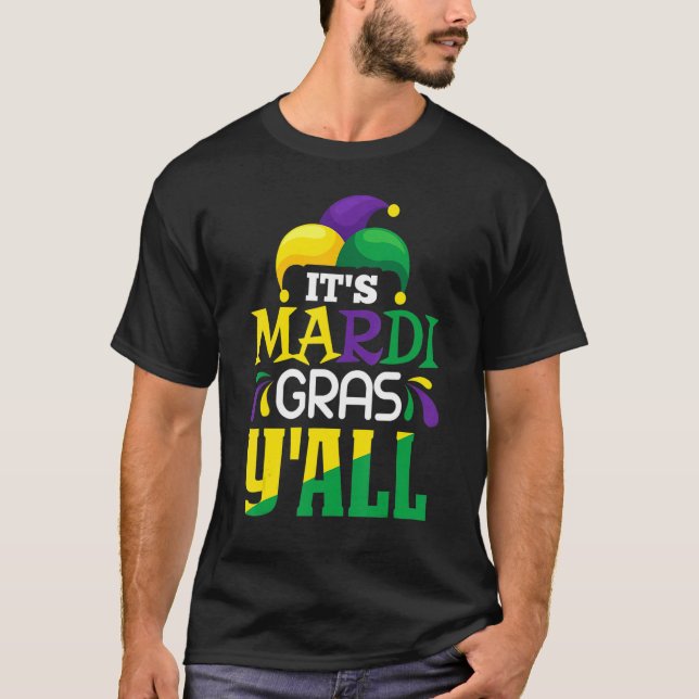 Camiseta Its Mardi Gras Yall Tee Mardi Gras Party Mask Cost (Frente)