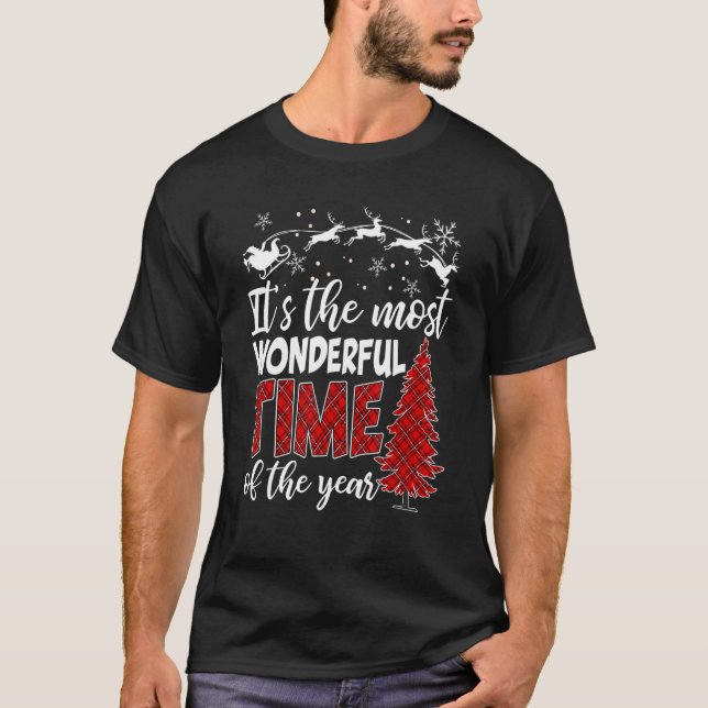 Camiseta It's Most Wonderful   Time Christmas Buffalo Red P (Frente)