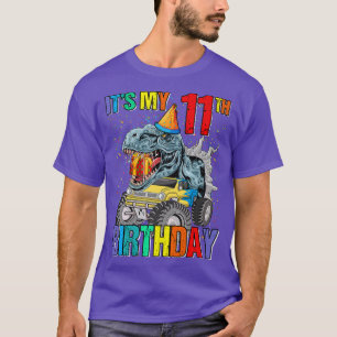 Camiseta It's My 11th Birthday Monster Truck Dinosaur Boys 