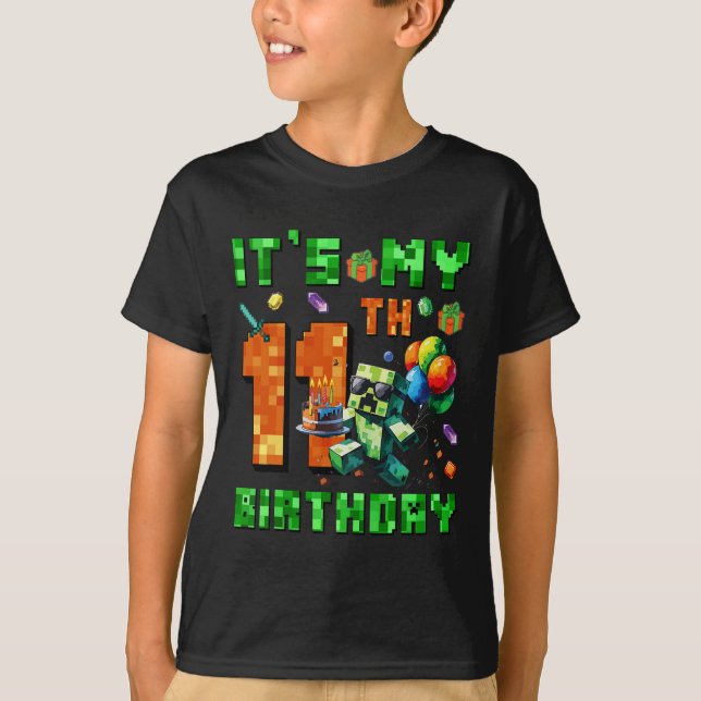 Camiseta It's My 11th Birthday Pixel Number Video Game Game (Frente)