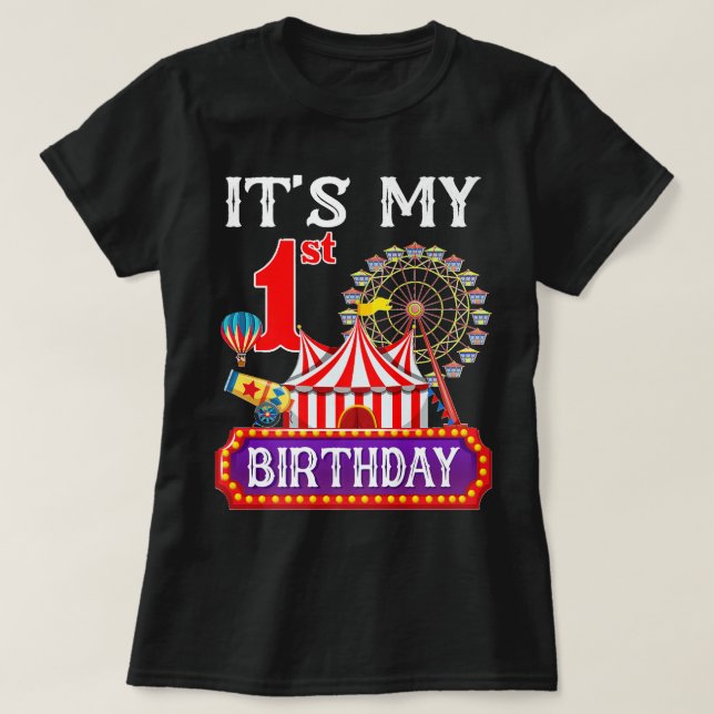 Camiseta It's My 1st Birthday Ringmaster Circus Theme Carni (Frente do Design)