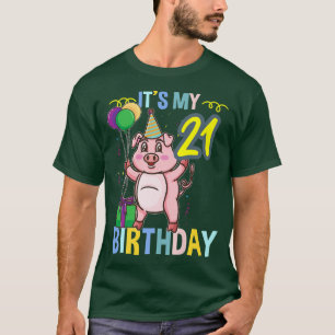 Camiseta Its My 21st Birthday Cute Pig Premium
