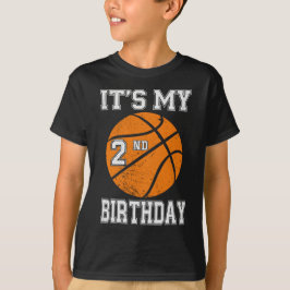 Camiseta It's My 2nd Birthday Boy Basketball 2 Year Old