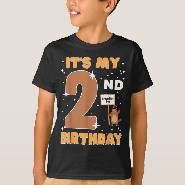 Camiseta Its My 2nd Birthday Groundhog Day 2 Years Old Girl (Frente)