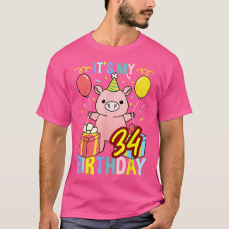 Camiseta Its My 34th Birthday Pig For Pig Lover 3341 