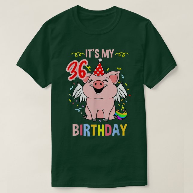 Camiseta Its My 36th Birthday Pig 3348  (Frente do Design)