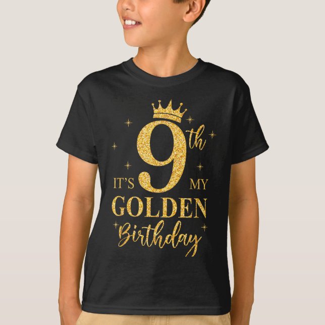 Camiseta It's My 9th Golden Birthday Girl 9 Year Old Bday K (Frente)