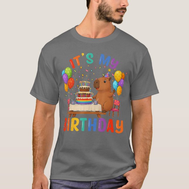 Camiseta Its My Birthday Capybara Lovers Birthday Party Kid (Frente)