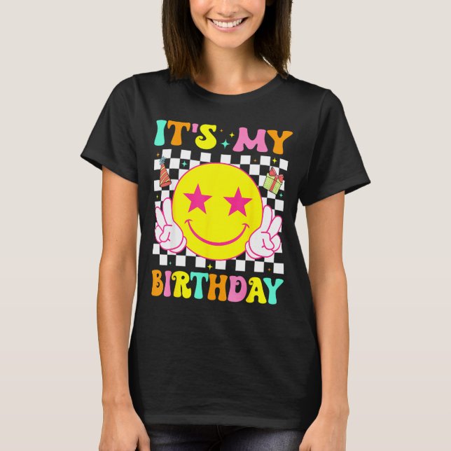 Camiseta Its My Birthday Happy Smile Face Peace Girls Kids  (Frente)