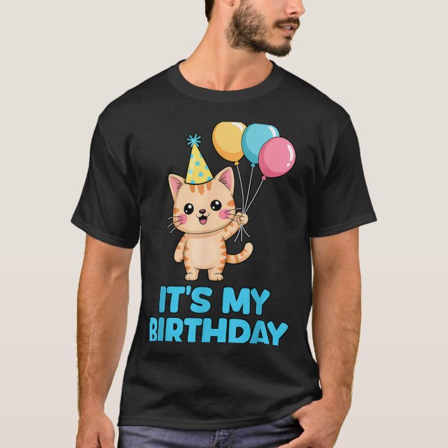 Camiseta Its My Birthday Kawaii Cat  (Frente)