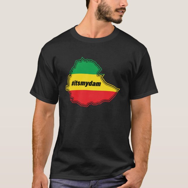 Camiseta Its my dam on the Ethiopian map and flag (Frente)