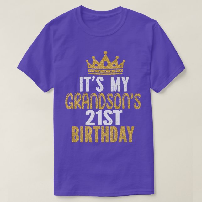 Camiseta It's My Grandson's 21st Birthday 21 Years Old Guy  (Frente do Design)