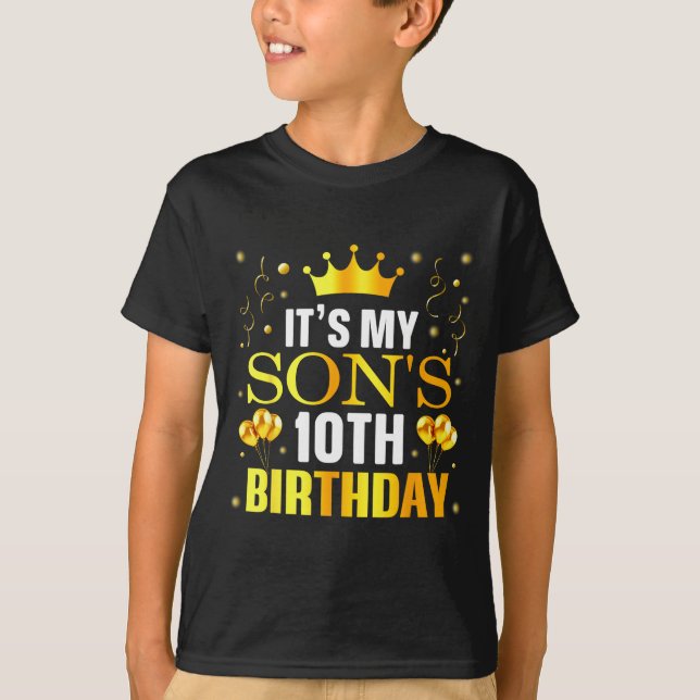 Camiseta Its My Sons 10th Birthday Happy Birthday 10 Years  (Frente)
