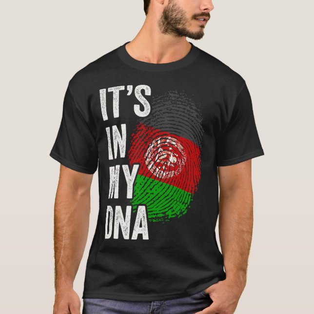 Camiseta ITS NO MEU DNA Afeganistão Bandeira Orgulho das Ra (Frente)