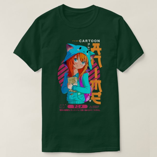 Camiseta It's Not Cartoon It's Anime Girl Ramen Japan Sketc (Frente do Design)