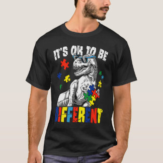 Camiseta It's Ok To Be Different Dinosaur Rex Autism Awaren