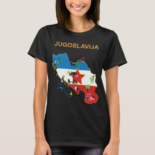 Camiseta Iugoslávia Mapa Retro Estrela Vermelha Viagem