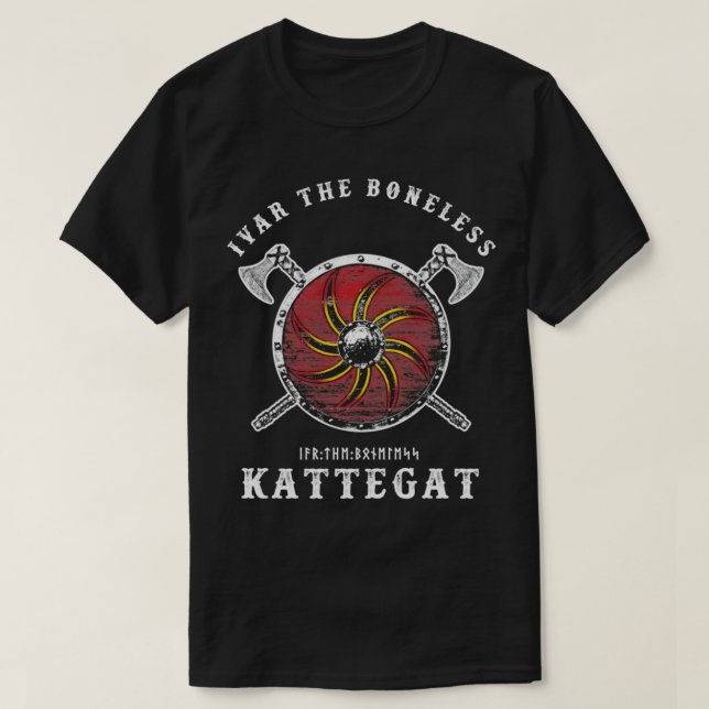 Camiseta Ivar o escudo Kattegat viking Bonless (Frente do Design)