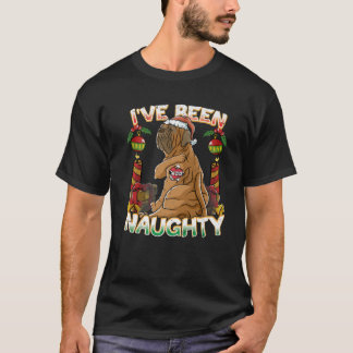 Camiseta I've Been Naughty English Mastiff Dog With Santa C