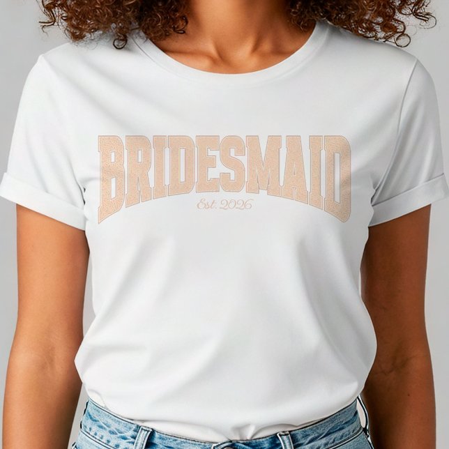 Camiseta Ivory Faux Lace BRIDESMAID Bachelorette (Personalize with names, dates, locations or events)