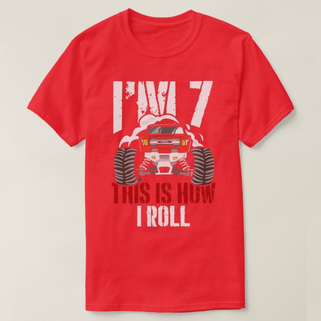 Camiseta Ix27m 7 É Assim Que Eu Rolo Caminhão De 7 Anos (Frente do Design)