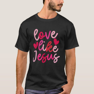 Camiseta IZI POD Retro Love Like Jesus Coquette Heart Arco