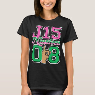 Camiseta J15 19 08 Sinal de mão feminina no dia do fundado