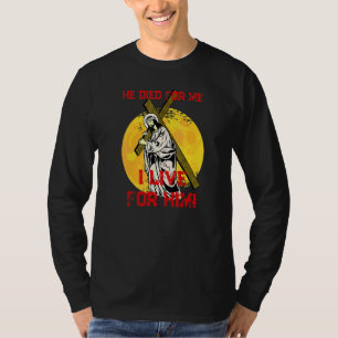 Camiseta J E S U Morreu Por Mim Sexta-Feira Boa Páscoa Domi