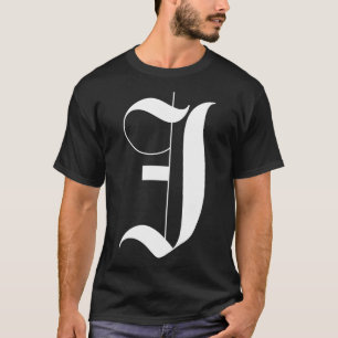 Camiseta J Letra gótica