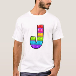 Camiseta J Letra Maiúscula J Alphabet Funny Poppin Ki