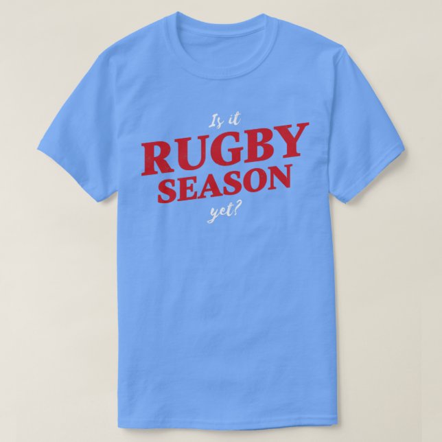 Camiseta Já é a estação de rugby? (Frente do Design)