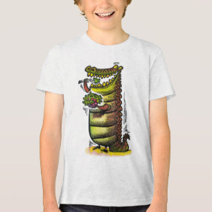 Camiseta jacaré comendo uma salada