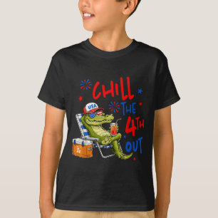 Camiseta Jacaré engraçado relaxa no quarto patriótico 4 de