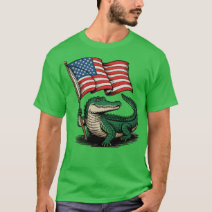 Camiseta Jacaré Patriótico com a Bandeira Americana (2)