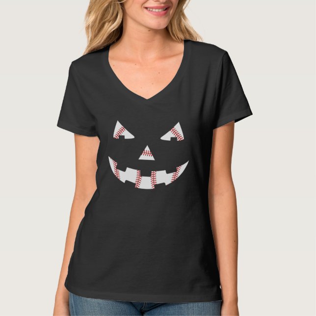 Camiseta Jack O Lantern Baseball Halloween Costume Mom Boys (Frente)