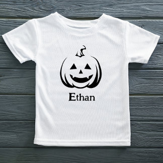 Camiseta Jack O Lantern Black and White Cute Halloween Name