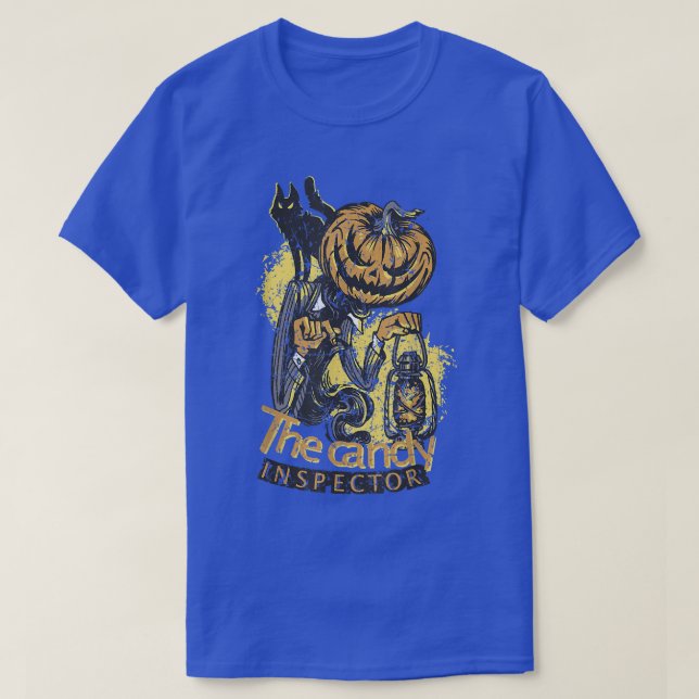 Camiseta Jack O Lantern Candy Inspetor Halloween grunge vi (Frente do Design)