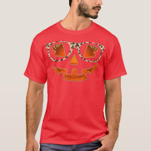 Camiseta Jack O Lantern Face Pumpkin Halloween Leopard Prin