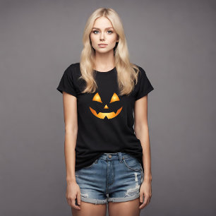 Camiseta Jack O Lantern Orange e Black Halloween Mulheres