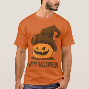 Camiseta Jack O Lantern Pumpkin Face Feliz Bruxa de Hallowe