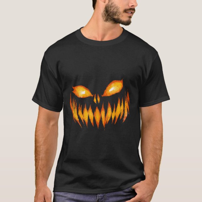 Camiseta Jack O Lanterna Assustado Pumpkin Esculpido No Dia (Frente)
