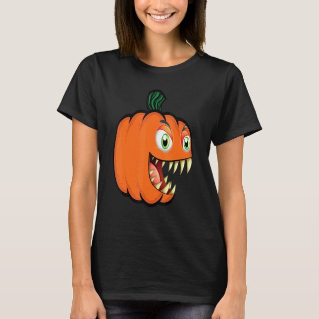 Camiseta Jack O Lanterna Assustador Pumpkin Rosto Dente Hal (Frente)
