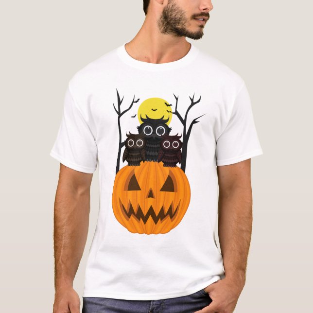 Camiseta Jack O lanterna e corujas (Frente)
