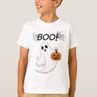 Jack-o-lanterna e um fantasma branco Boo Halloween
